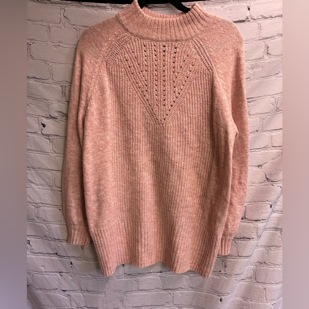 5/$20 LC Lauren Conrad Womens Oversized Long Knitted Mock Neck Sweater Sz S Pink